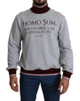 Dolce & Gabbana Elegant Gray Turtleneck Latin Motif Pullover