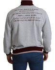 Dolce & Gabbana Elegant Gray Turtleneck Latin Motif Pullover