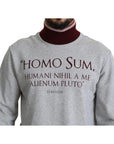 Dolce & Gabbana Elegant Gray Turtleneck Latin Motif Pullover