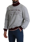 Dolce & Gabbana Elegant Gray Turtleneck Latin Motif Pullover