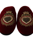 Dolce & Gabbana Red Velvet Embroidered Slides