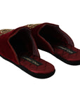 Dolce & Gabbana Red Velvet Embroidered Slides