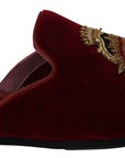 Dolce & Gabbana Red Velvet Embroidered Slides
