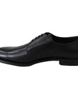 Dolce & Gabbana Elegant Black Leather Derby Dress Shoes