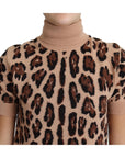 Dolce & Gabbana Elegant Leopard Print Wool Turtleneck Top