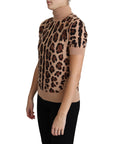Dolce & Gabbana Elegant Leopard Print Wool Turtleneck Top