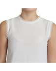 Dolce & Gabbana Elegant Silk Lace-Detailed Sleeveless Blouse