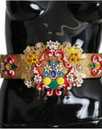 Dolce & Gabbana Golden Floral Crystal Embellished Waist Belt