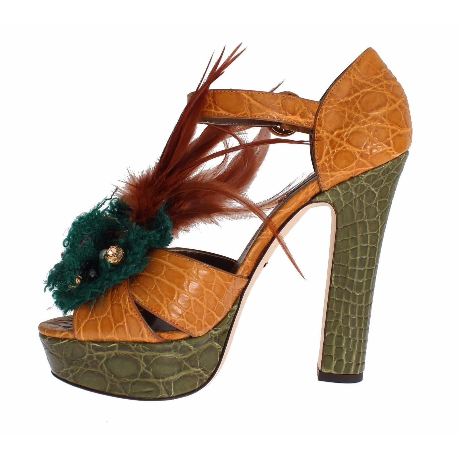 Dolce & Gabbana Multicolor Crystal Ankle Strap Platform Sandals