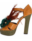 Dolce & Gabbana Multicolor Crystal Ankle Strap Platform Sandals