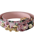 Dolce & Gabbana Floral Gold Stud Leather Strap in Pink