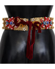 Dolce & Gabbana Gold-Tone Floral Crystal Waist Belt