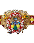Dolce & Gabbana Gold-Tone Floral Crystal Waist Belt