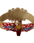 Dolce & Gabbana Gold-Tone Floral Crystal Waist Belt