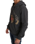Dolce & Gabbana Gray Crystal Heart Gun Motif Sweater