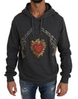 Dolce & Gabbana Gray Crystal Heart Gun Motif Sweater