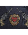 Dolce & Gabbana Gray Crystal Heart Gun Motif Sweater