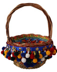 Dolce & Gabbana Multicolor Embellished Wicker Tote