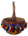 Dolce & Gabbana Multicolor Embellished Wicker Tote