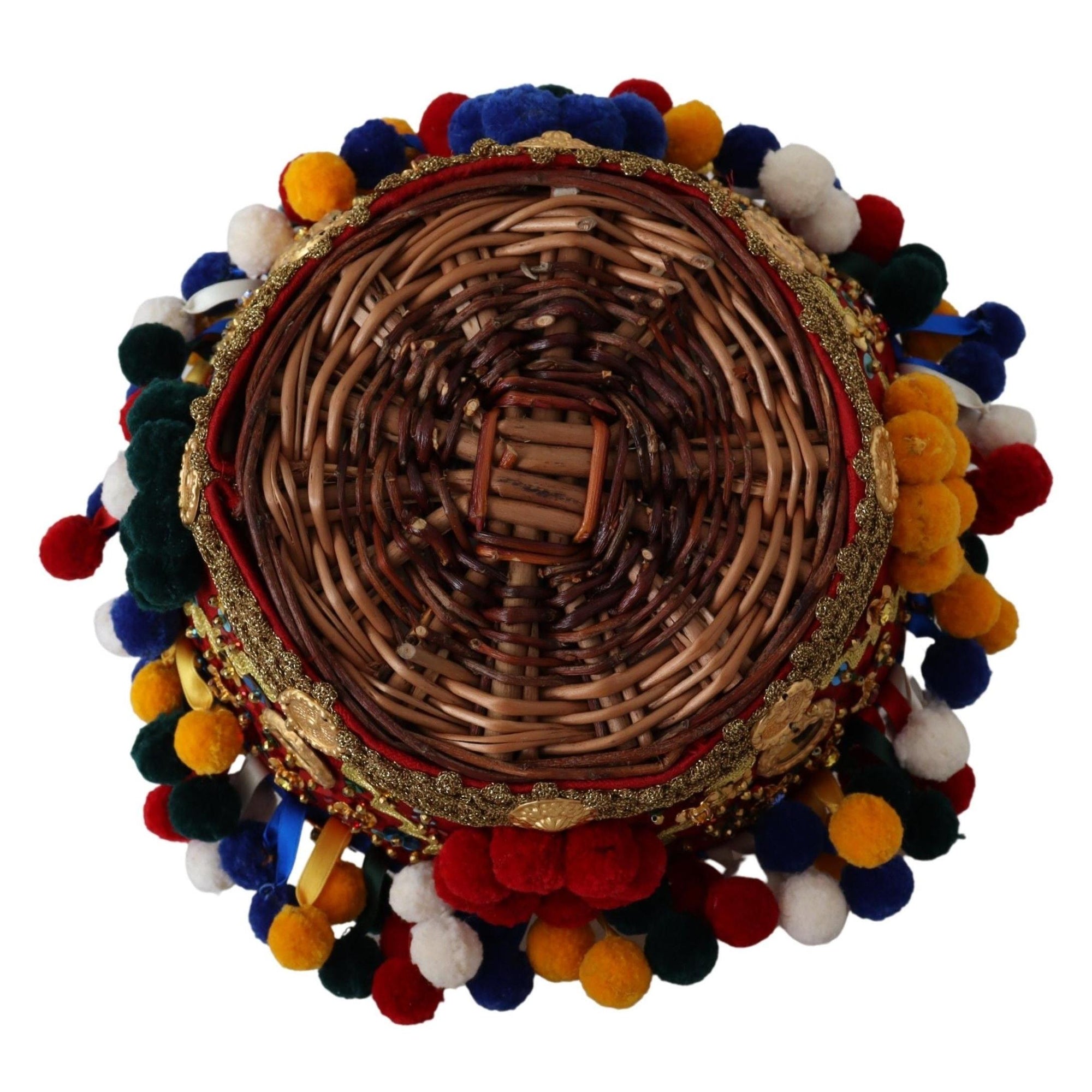 Dolce & Gabbana Multicolor Embellished Wicker Tote