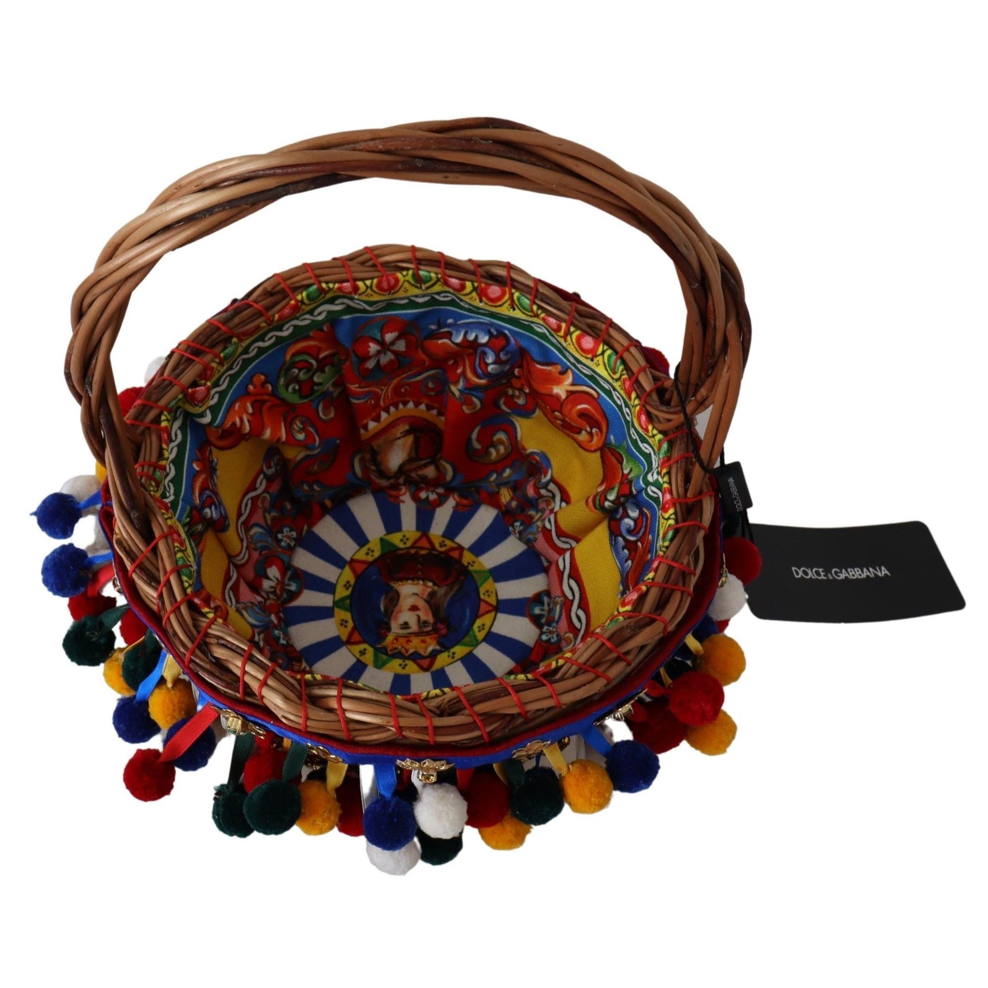 Dolce & Gabbana Multicolor Embellished Wicker Tote