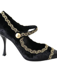 Dolce & Gabbana Elegant Velvet Patent Embroidered Pumps