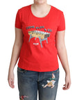 Moschino Chic Red Cotton Tee with Playful Print