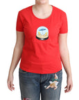 Moschino Chic Red Cotton Tee with Signature Print