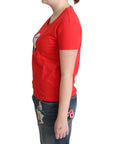 Moschino Chic Red Cotton Tee with Signature Print
