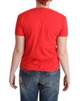 Moschino Chic Red Cotton Tee with Signature Print