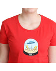 Moschino Chic Red Cotton Tee with Signature Print