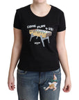 Moschino Chic Black Cotton Tee with Playful Print