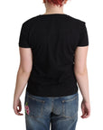 Moschino Chic Black Cotton Tee with Playful Print