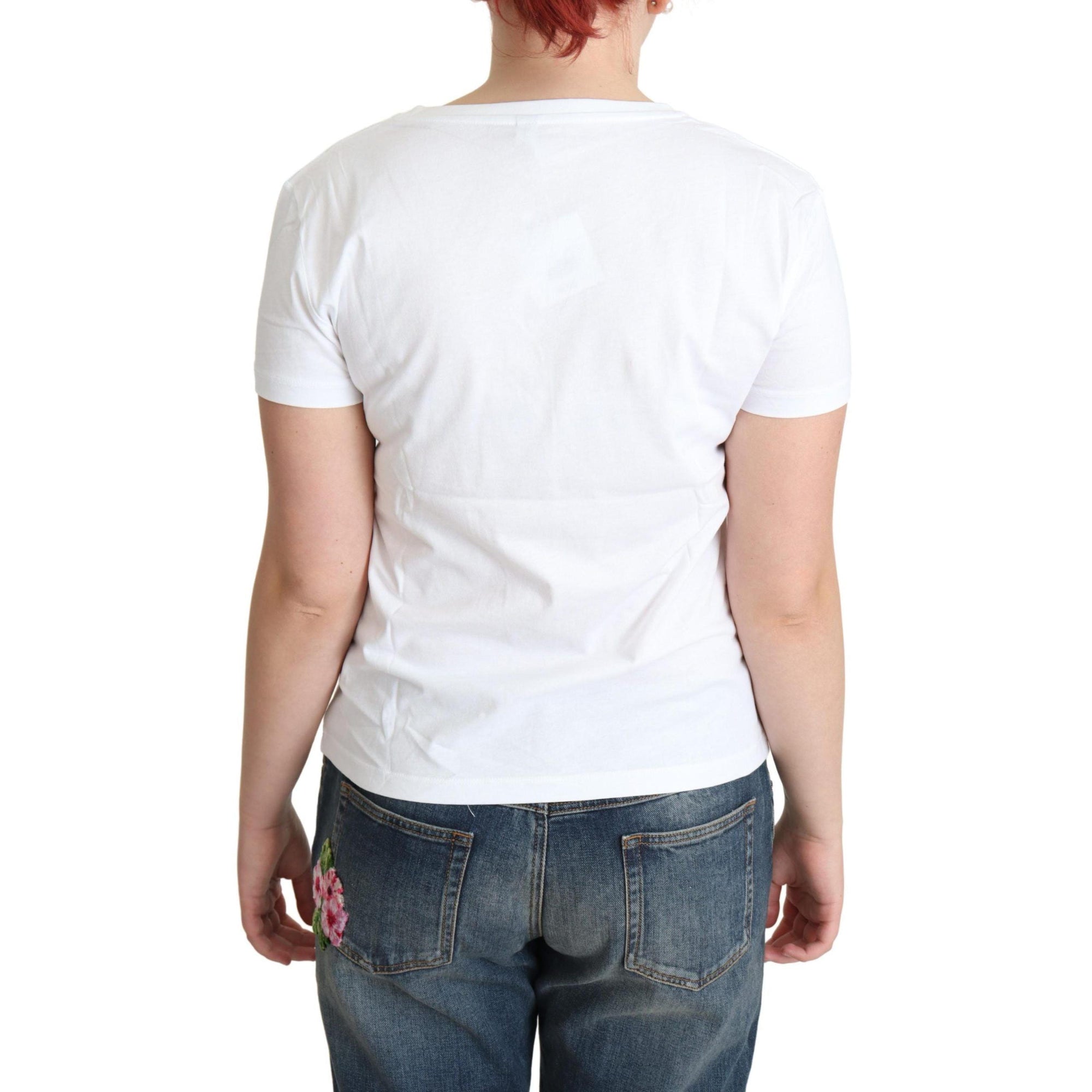 Moschino Chic Cotton Round Neck Tee with Playful Print