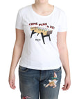 Moschino Chic Cotton Round Neck Tee with Playful Print