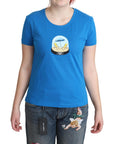 Moschino Chic Blue Cotton Tee with Iconic Print