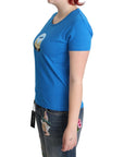 Moschino Chic Blue Cotton Tee with Iconic Print