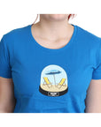 Moschino Chic Blue Cotton Tee with Iconic Print