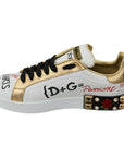 Dolce & Gabbana Elegant Sequined Floral Leather Sneakers