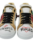 Dolce & Gabbana Elegant Sequined Floral Leather Sneakers