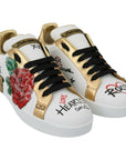 Dolce & Gabbana Elegant Sequined Floral Leather Sneakers