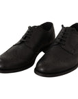 Dolce & Gabbana Elegant Black Leather Derby Wingtip Shoes