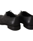 Dolce & Gabbana Elegant Black Leather Derby Wingtip Shoes