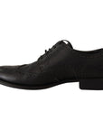 Dolce & Gabbana Elegant Black Leather Derby Wingtip Shoes