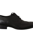 Dolce & Gabbana Elegant Black Leather Derby Wingtip Shoes