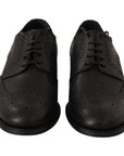 Dolce & Gabbana Elegant Black Leather Derby Wingtip Shoes