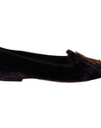 Dolce & Gabbana Chic Purple Velvet Loafers with Heart Detail