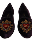 Dolce & Gabbana Chic Purple Velvet Loafers with Heart Detail