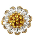 Dolce & Gabbana Crystal Flower Statement Ring Size US 7.5
