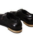 Dolce & Gabbana Elegant Gold-Trimmed Black Oxford Lace-Ups
